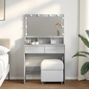 vidaXL Masă de toaletă cu LED, gri sonoma, 80x41x134,5 cm