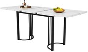 Masă extensibilă de dining cu cadru metalic, Alb+Negru | Aosom Romania