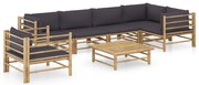 vidaXL Set mobilier de grădină cu perne gri închis, 7 piese, bambus