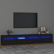 vidaXL Comodă TV cu lumini LED, negru, 240x35x40cm