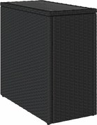 vidaXL Masă laterală grădină blat sticlă negru 58x27,5x55 cm poliratan