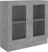 vidaXL Dulap cu vitrină, gri beton, 82,5x30,5x80 cm, lemn prelucrat