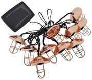 Ghirlandă solară LED, 10 LED-uri, 1,2 V, 300 mAh, 3,8 m, IP44, culoare cupru