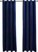 vidaXL Draperii opace cu inele, 2 buc., albastru, 140x245 cm, catifea