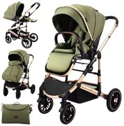 Carucior 2 in 1 reversibil, compact și pliabil, cu geanta inclusa, 0-36 luni - CPC-64-verde
