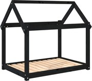 vidaXL Pat pentru câini, negru, 101x70x90 cm, lemn masiv de pin