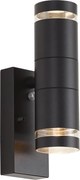 Lampă modernă de perete pentru exterior neagră cu 2 lumini IP44 cu senzor crepuscular - Dubbla