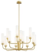 Candelabru 12 brate, alama periata, sticla alb mat PRESTON 5085