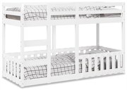 vidaXL Pat supraetajat, alb, 75x190 cm, lemn masiv de pin