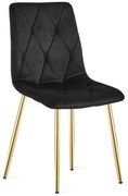 Scaun Bucatarie/Dining Fido Catifea Neagra Picioare Aurii