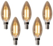 Set de 5 becuri LED E14 dimabile B35 fumurii 4W 300 lm 2200K