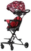 Carucior pliabil, Sport, Rosu, Copertina detasabila, Protecția UV, Copii 6 - 36 luni, Roti pivotante, Blocare roti