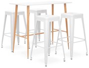 vidaXL Set mobilier de bar, 5 piese, alb
