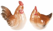 Decorațiune ceramică Găinușă și cocoș, 8 x 8 x 6cm, set de 2 bucăți