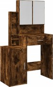 vidaXL Masă de toaletă cu dulap, stejar fumuriu, 80x35x132 cm