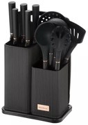 Set cutite si ustensile de bucatarie Klausberg KB 7835, 12 piese, Otel inoxidabil, Negru