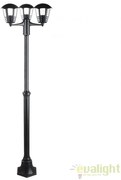 Stalp de exterior clasic negru cu 3 brate, inaltime 190cm, IP44 Marseille 8569 RX