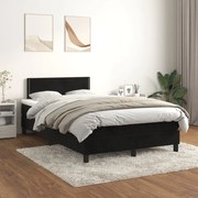 vidaXL Pat box spring cu saltea, negru, 120x200 cm, catifea