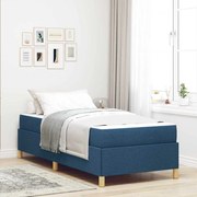 vidaXL Pat cu arcuri cu saltea Albastru și Alb 90 x 190 cm țesătură