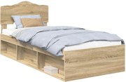 vidaXL Cadru de pat cu headboard Sonoma 100 x 200 cm Lemn de pin masiv