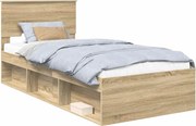 vidaXL Cadru de pat cu headboard Sonoma 90 x 190 cm Lemn compozit
