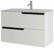 Mobilier pentru lavoar incastrat 80 cm, alb mat, Fluminia Bari 80 Alb