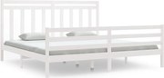 vidaXL Cadru de pat, alb, 200x200 cm, lemn masiv