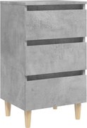 vidaXL Noptieră cu picioare lemn masiv, gri beton, 40x35x69 cm