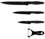 Set cuțit și decojitor Switzňer SW-5555-BLK, 4 piese, Decojitor, Acoperire ceramică, Ascuțire laser, Oțel inoxidabil, Negru