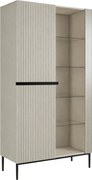 Vitrina Nicole 100 cm cu fata canelata - cashmir / picioare negre
