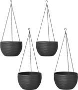 Outsunny Ghivece pentru plante de exterior și interior, auto-udare, ghivece suspendate cu lanțuri metalice, 4 bucăți, negru | Aosom Romania