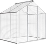 vidaXL Coteț păsări pentru exterior, aluminiu, 178 x 122 x 194 cm