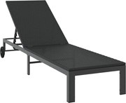 vidaXL Șezlong 1-persoană Negru 206 x 62.5 x 74 cm poliratan