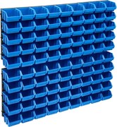 vidaXL Set cutii depozitare, 96 piese, panouri perete, albastru&negru