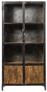Vitrina din lemn de mango, metal si sticla, cu 2 usi, stil industrial, Revol