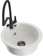 Mexen Diego chiuvetă de granit cu 1 compartiment cu baterie de bucătărie Duo, alb - 6512-20-671701-70-B