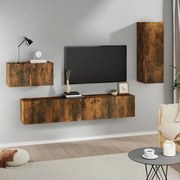 vidaXL Set dulapuri TV, 4 piese, stejar fumuriu, lemn prelucrat