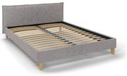 Pat matrimonial gri cu tăblie și somieră 180x200 cm Tina – Ropez