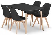 Set de masă 1 + 4, masă ADRIA 120x80 negru + scaune DAREN NORI negru