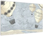 Tablou - Baloane deasupra orașului, nuanțe reci (90x60 cm)