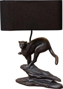 Lampa de masa, din rasina, cu abajur din bumbac, Leopard