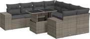 vidaXL Set canapele de grădină, 9 piese, cu perne, gri, poliratan