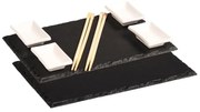Set sushi Kesper 38140, 6 piese, Pentru doua persoane, Ardezie, 10 betisoare, Negru
