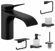 Set baterie lavoar Hansgrohe Vivenis si accesorii baie Hansgrohe AddStoris, negru