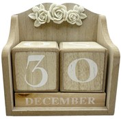 Calendar perpetuu de birou FLOWERS, Natur  Alb, 14x15cm