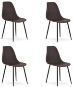 Set 4 scaune maro închis OSAKA cu picioare negre