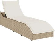 vidaXL Sezlong pliabil cu pernă și depozitare din polirattan bej