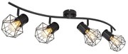 Lustra cu 4 spoturi directionabile design industrial PRISKA negru