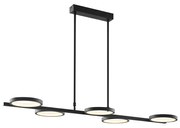 Lampă modernă suspendată neagră cu LED cu dimmer în 3 trepte cu 5 lumini - Vivé
