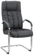Scaun vizitator negru OFF 8115 din piele ecologică și cadrul cromat